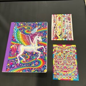 New Lisa Frank 2015 Composition notebook with 2 sheets of stickers Pegasus